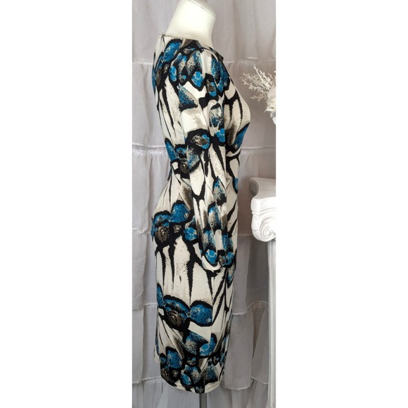 Joseph Ribkoff Abstract Artsy Twist Knot Front Long Sleeve Sheath Dress 8 - Picture 5 of 10